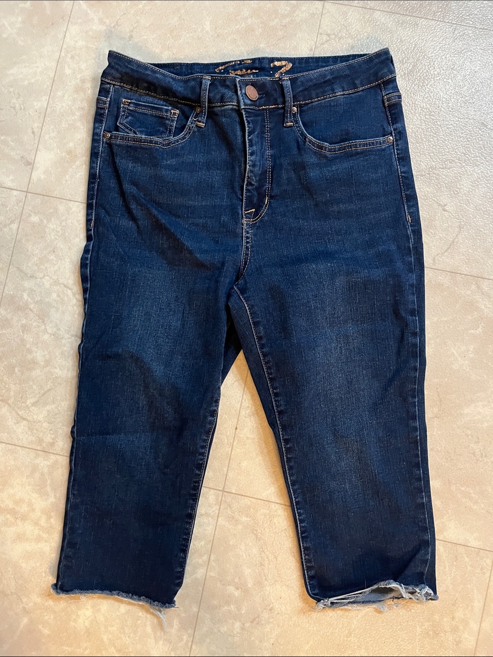 Seven7 Dark Blue Cropped Ankle Jeans 10